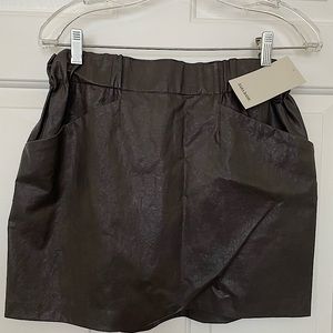 Leather like mini shirt Zara Spain  dark chocolate brown .